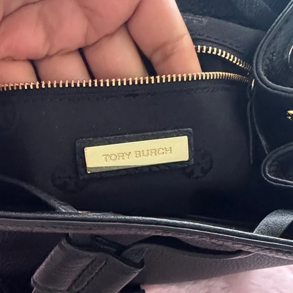 Tory Burch Black Leather Backpack with Gold Accents - Picture 3 of 12